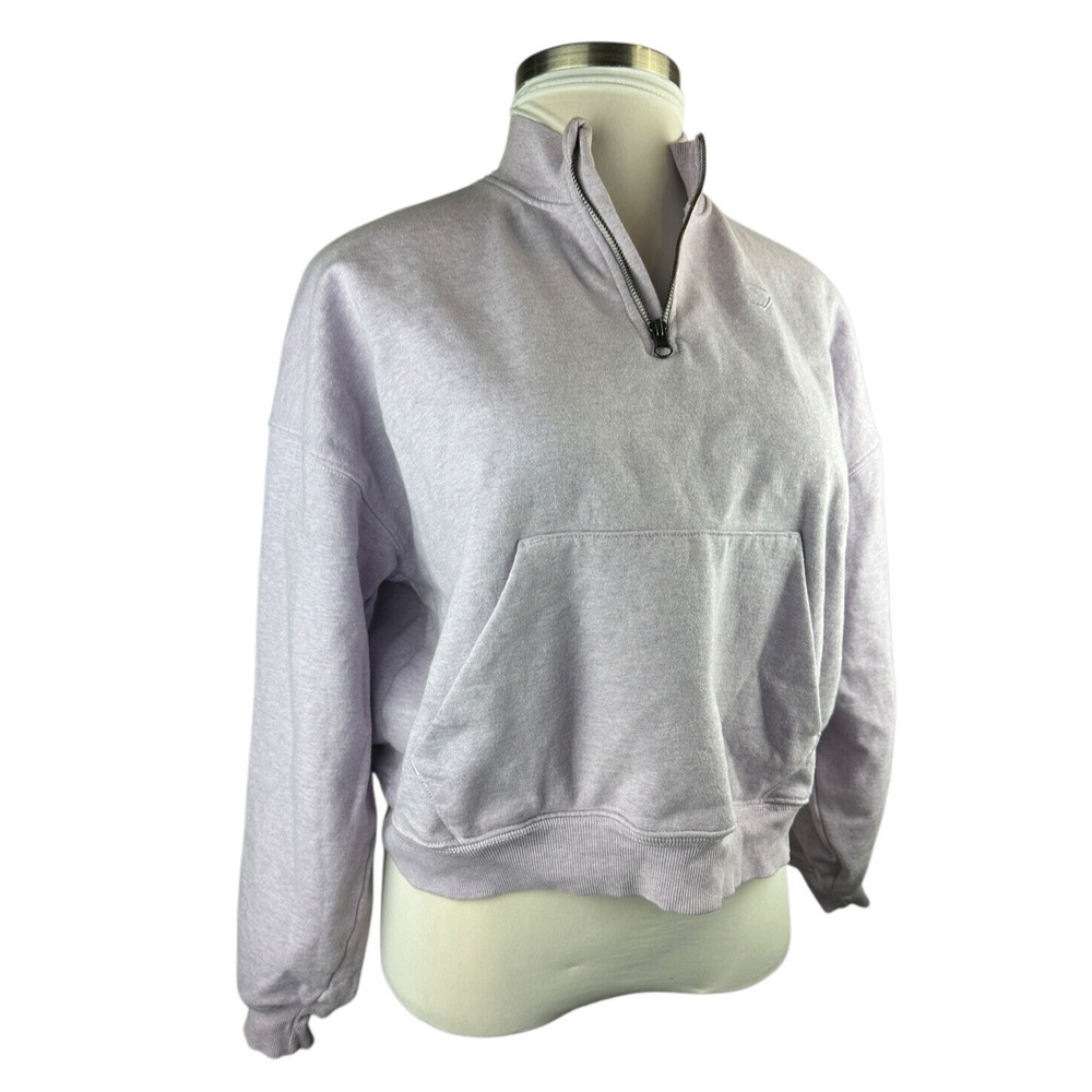 Gymshark Rest Day Sweats 1/2 Zip Pullover Purple Aura Lilac Marl Oversized Fit M - Picture 8 of 16